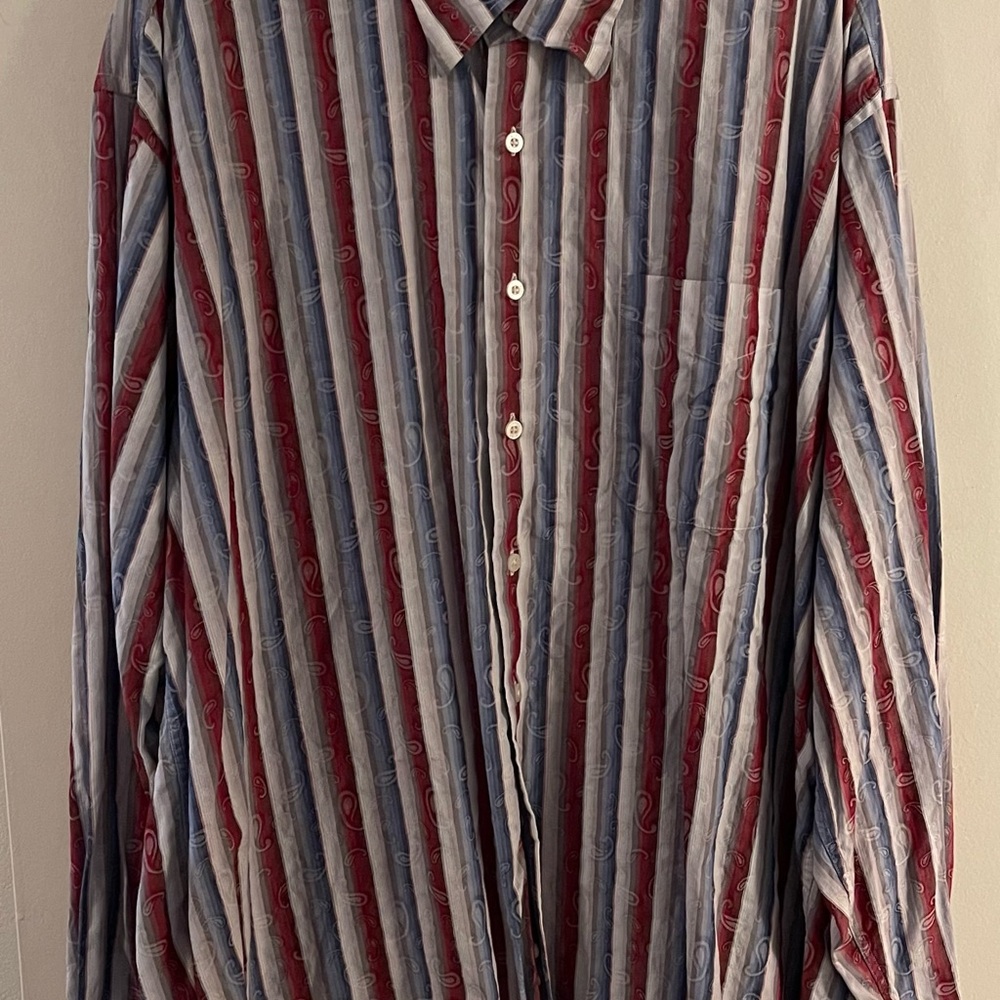 Alan Flusser Red and Blue Men's Shirt XXL